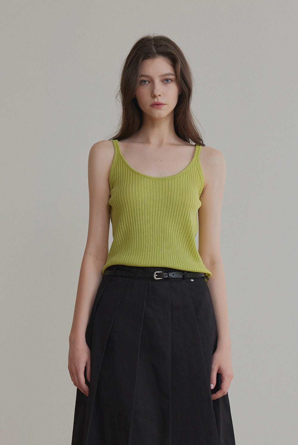 Sia Ribbed Knit Sleeveless Tee Fresh Green
