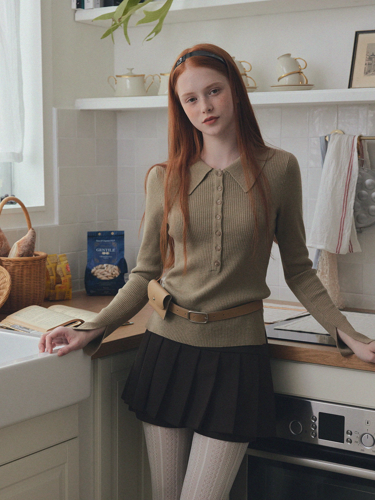 Larkin Long Sleeve Knit with Button-Up Collar