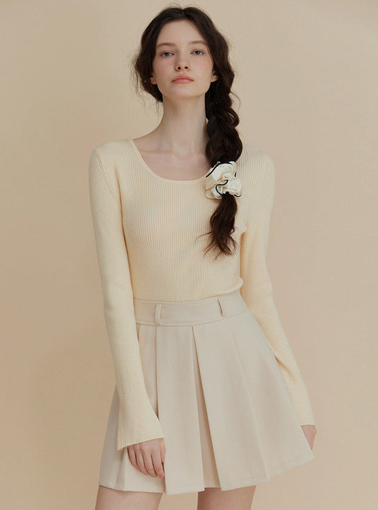 Wool V-Neck Symbol Knit Yellow