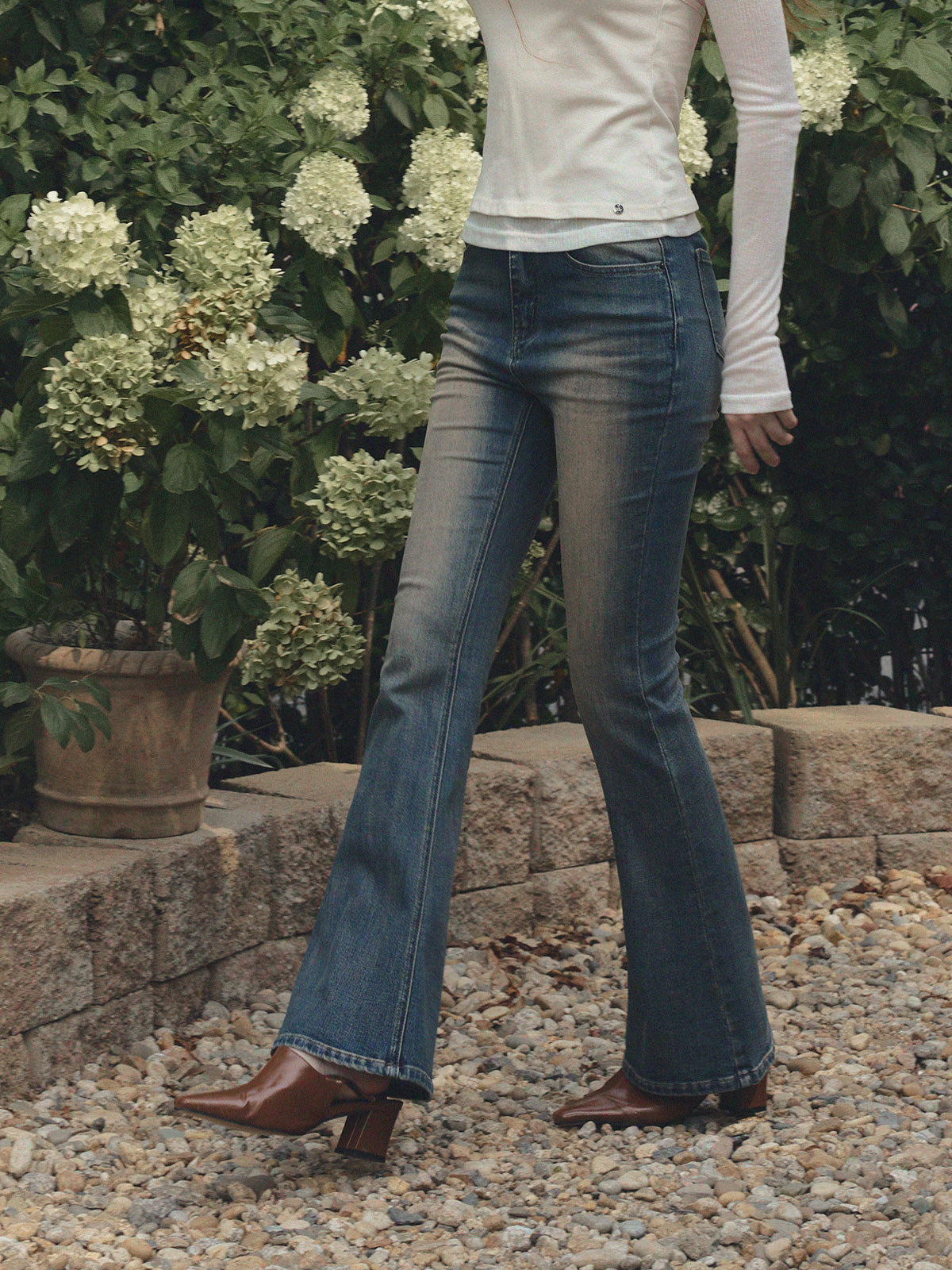 Nisha Vintage Washed Bootcut Denim Jeans