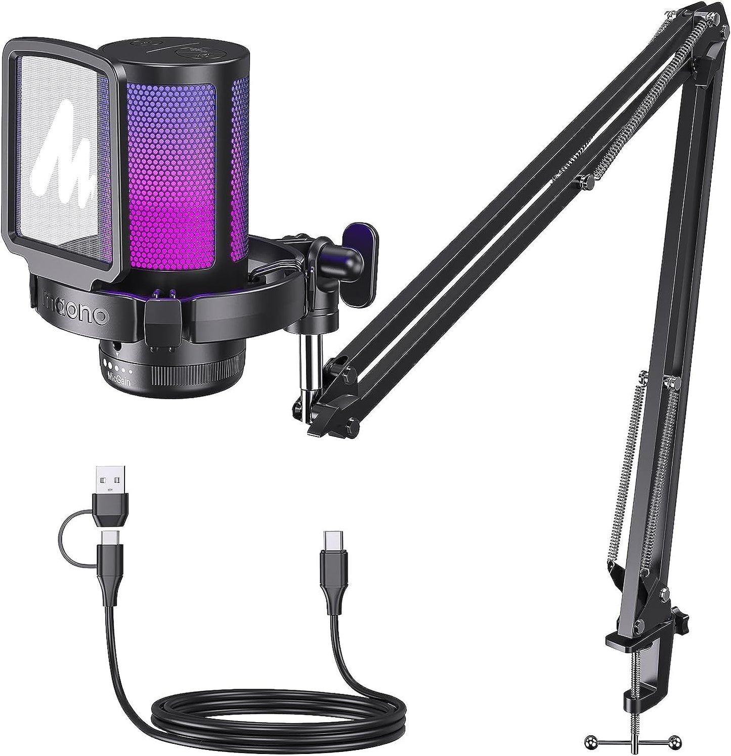 MAONO USB Condenser Mic Plug & Play, Noise Cancelling