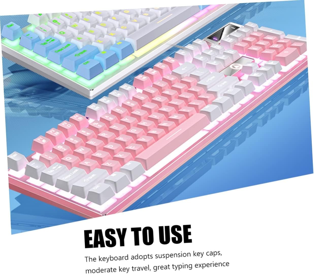 RGB Mechanical Gaming Keyboard 104 Keys, Wired, Full Size (Pink)