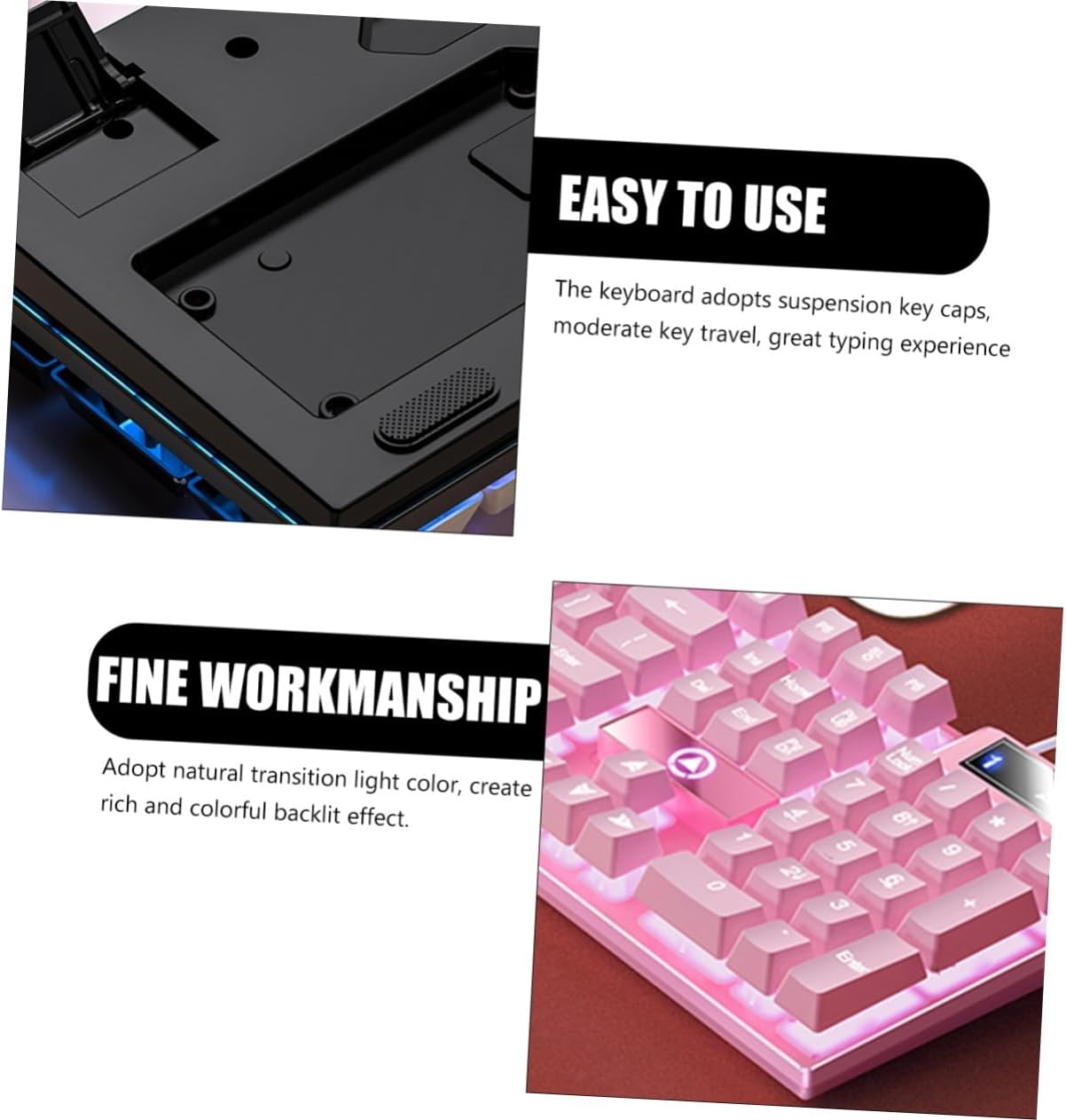 RGB Mechanical Gaming Keyboard 104 Keys, Wired, Full Size (Pink)