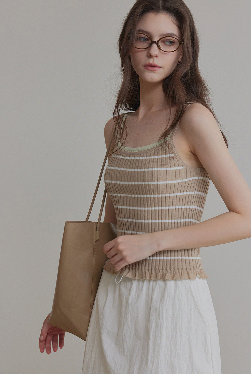 Zudel Striped Knit Sleeveless Top