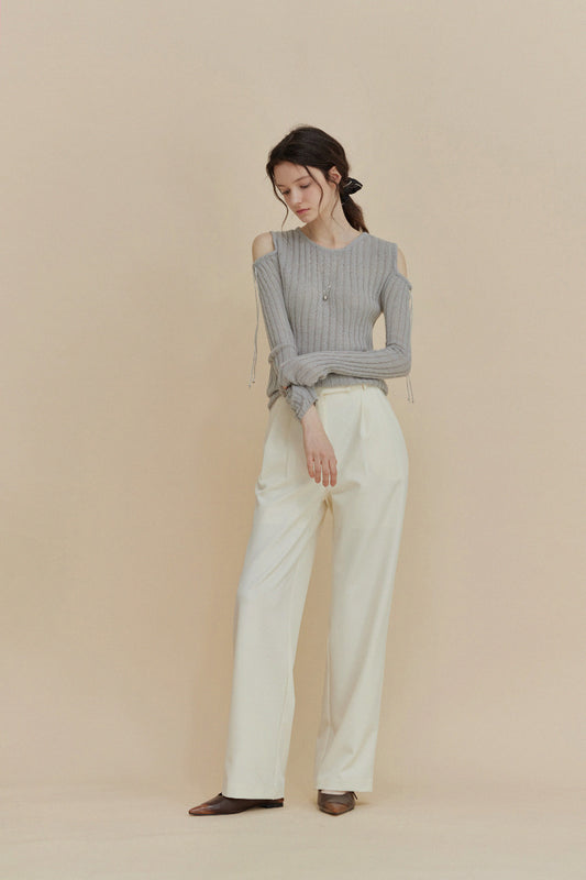 White Shamon Toppintuck Relaxed Fit Slacks