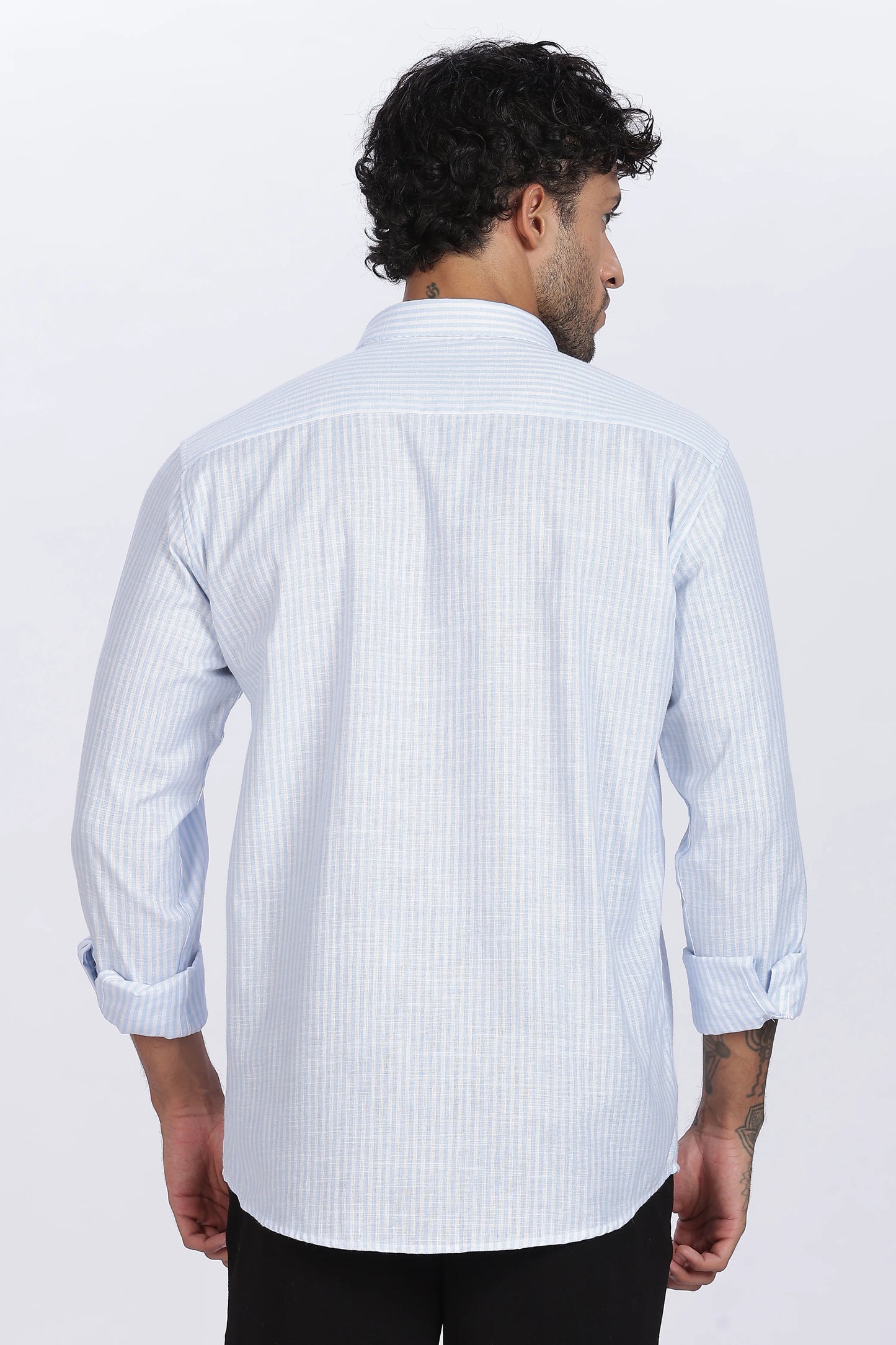 Light Blue Striped Linen Shirt 100% Premium Linen, Minimal Style