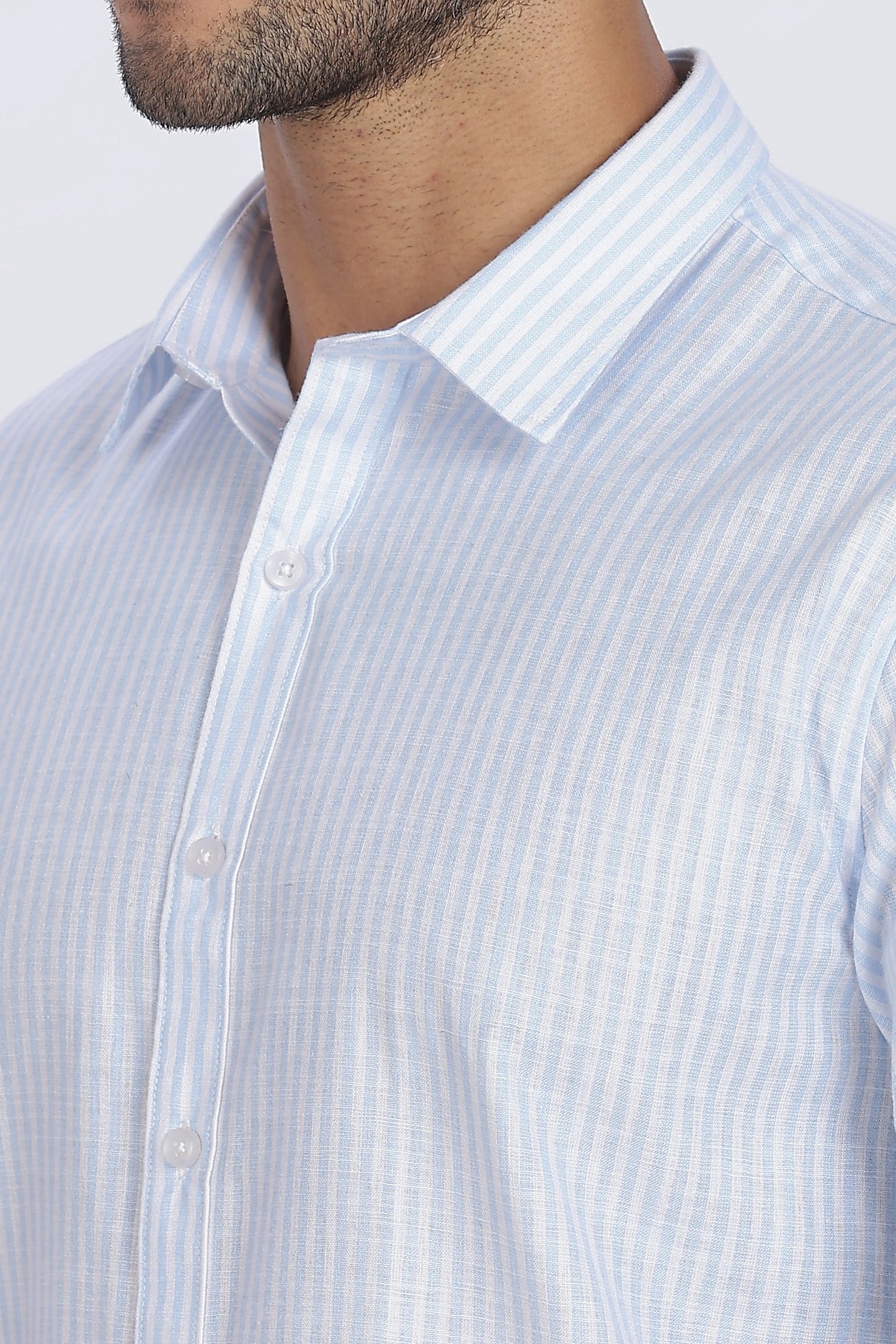 Light Blue Striped Linen Shirt 100% Premium Linen, Minimal Style