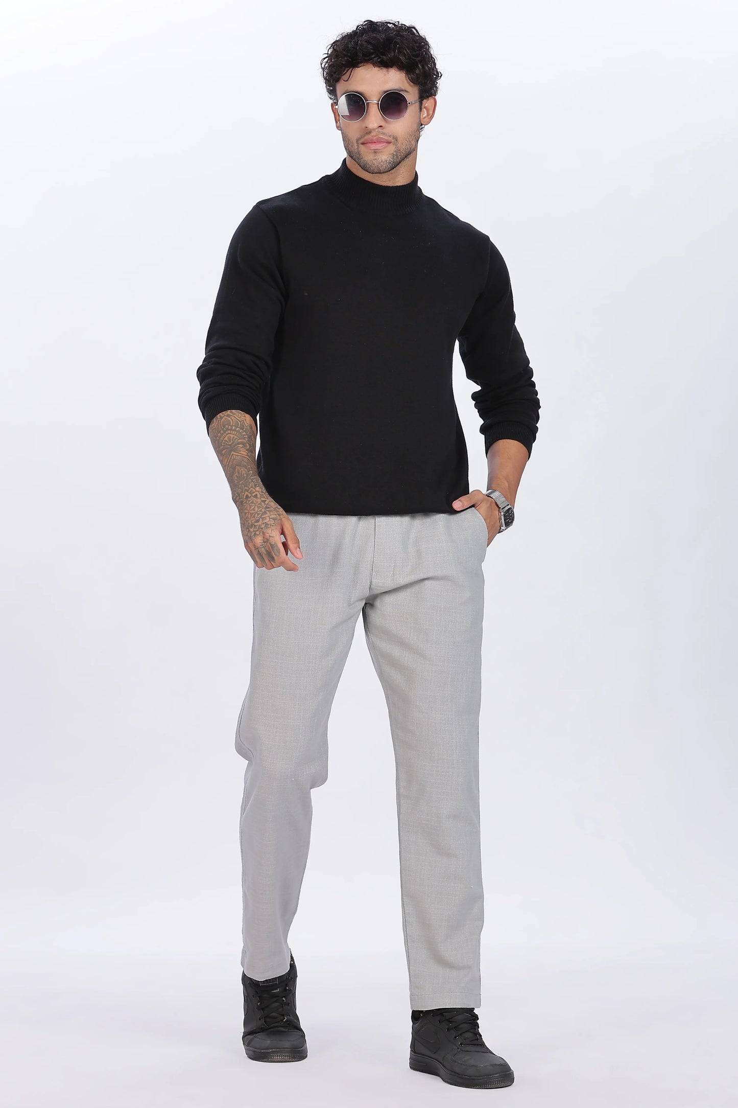 Minimal Gray Linen Trousers 100% Premium Linen, Comfortable & Breathable