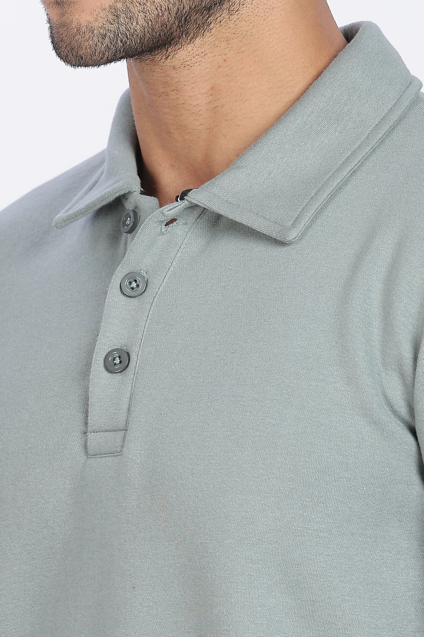 Green Buttoned Sweatshirt Minimal Style & Premium Quality