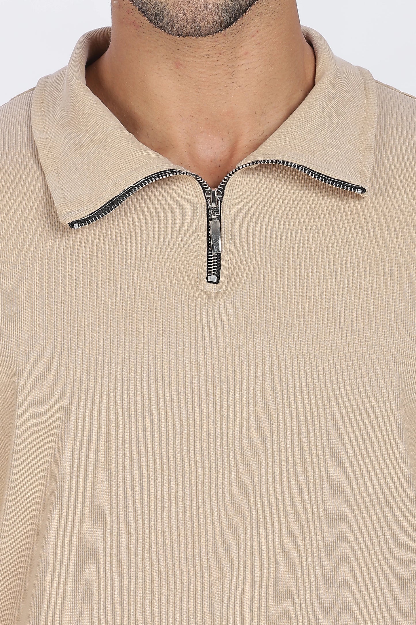 Light Beige Quarter-Zip Sweatshirt Minimal & Premium Comfort
