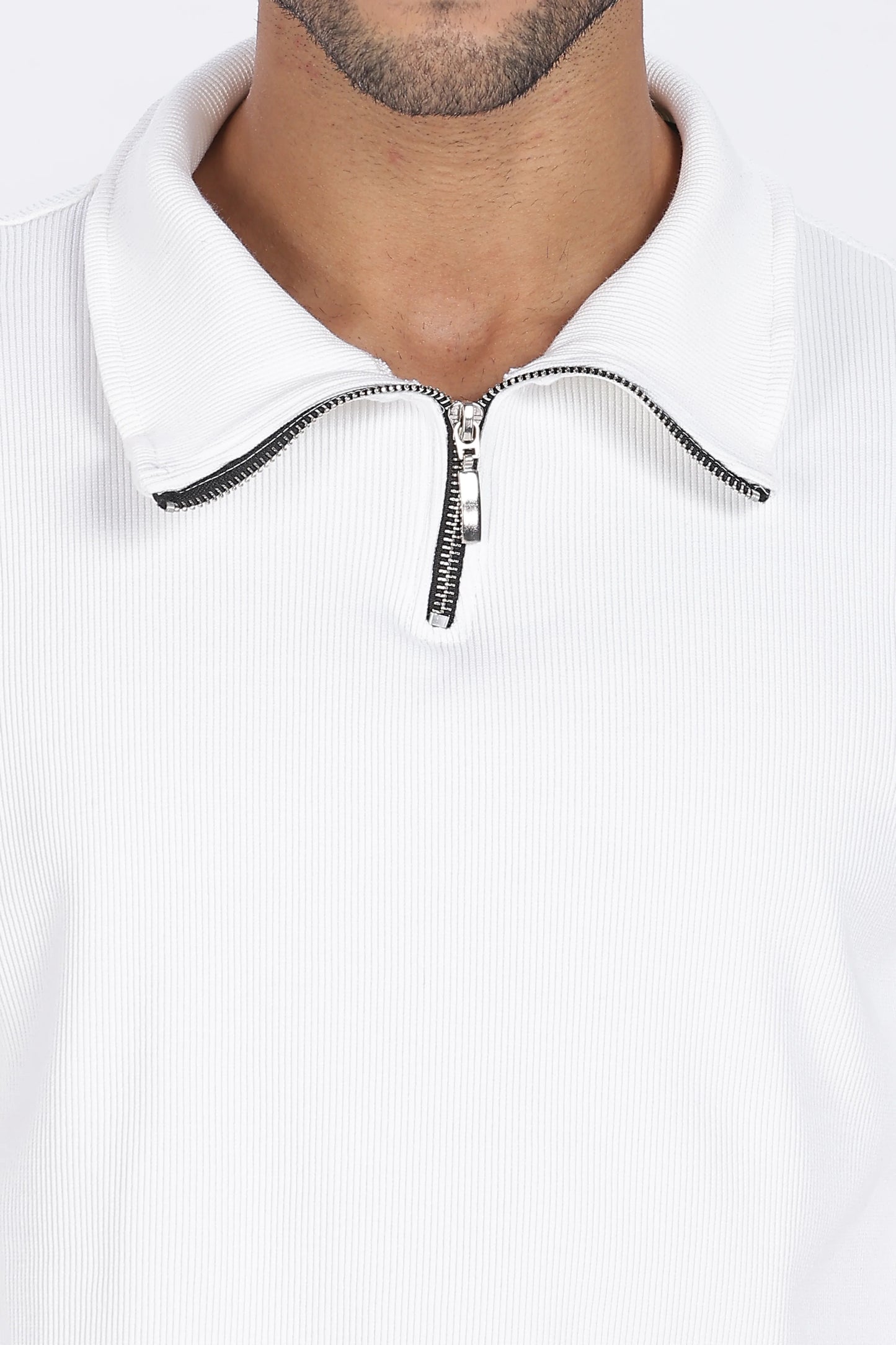 Minimal White Quarter-Zip Sweatshirt Premium Comfort & Style