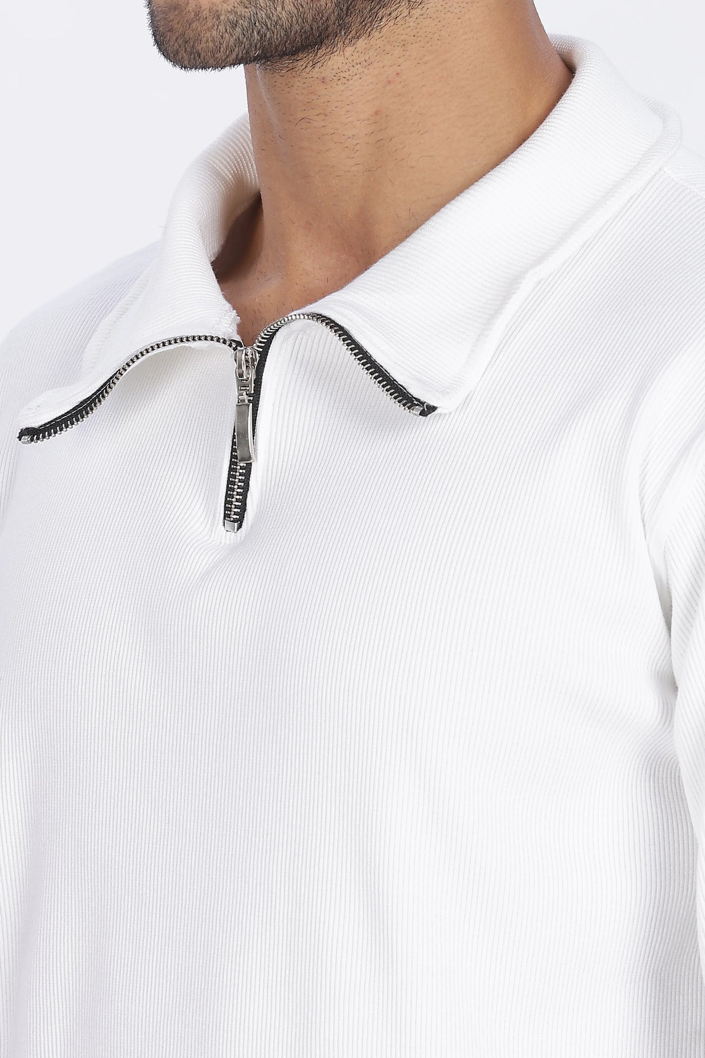 Minimal White Quarter-Zip Sweatshirt Premium Comfort & Style