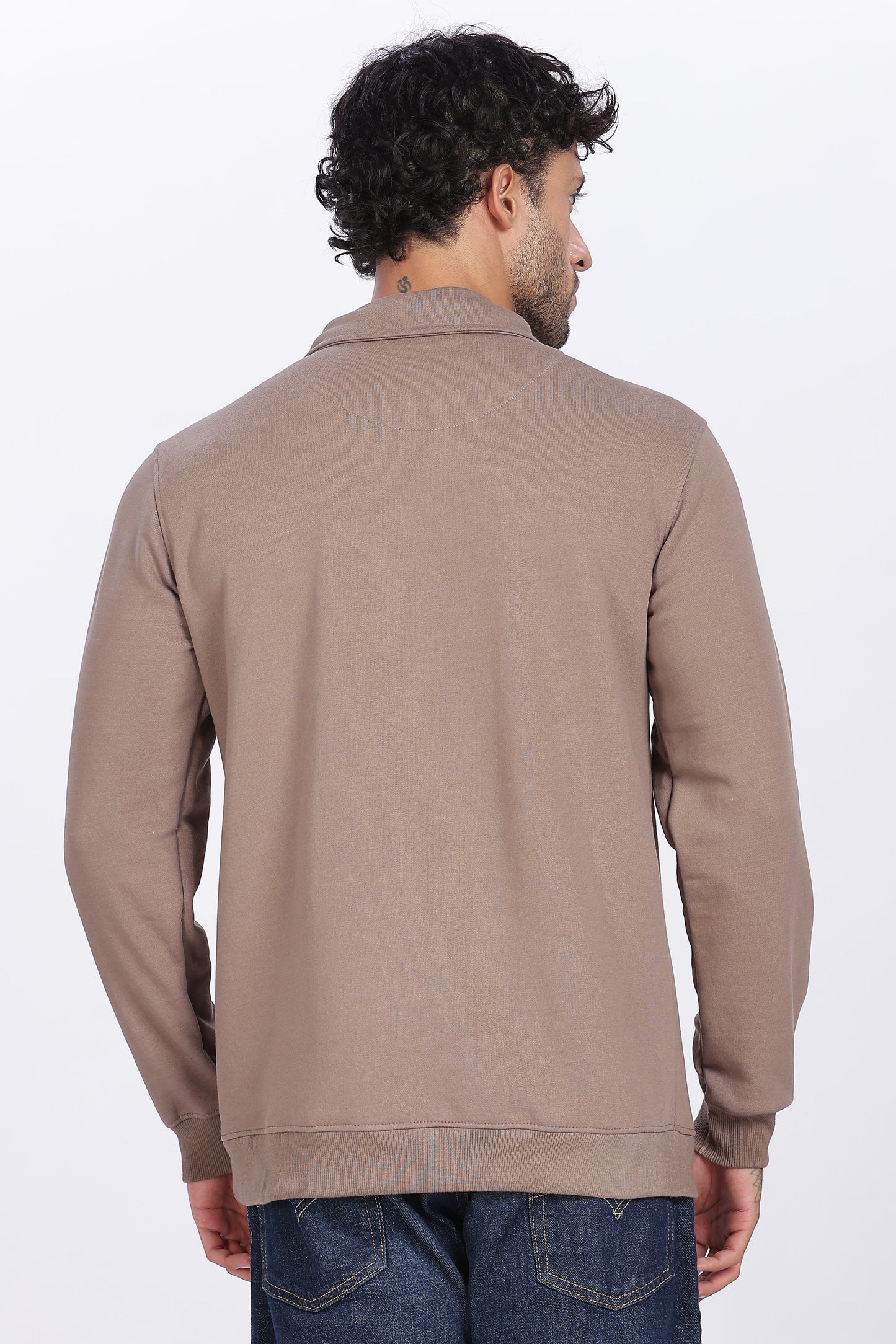 Taupe Buttoned Sweatshirt Minimal Style & Everyday Comfort