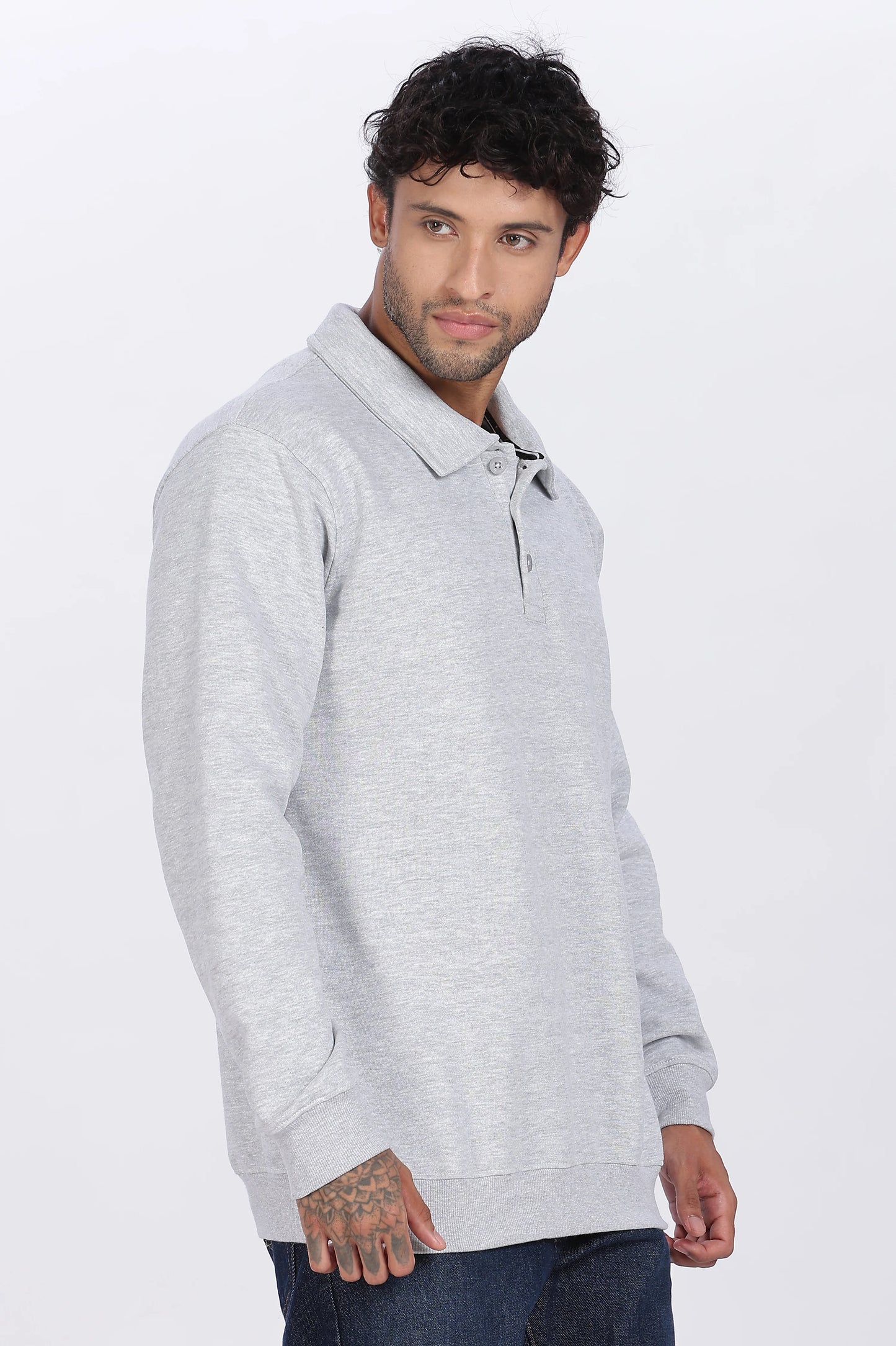 Grey Buttoned Sweatshirt Minimal Design & Everyday Comfort