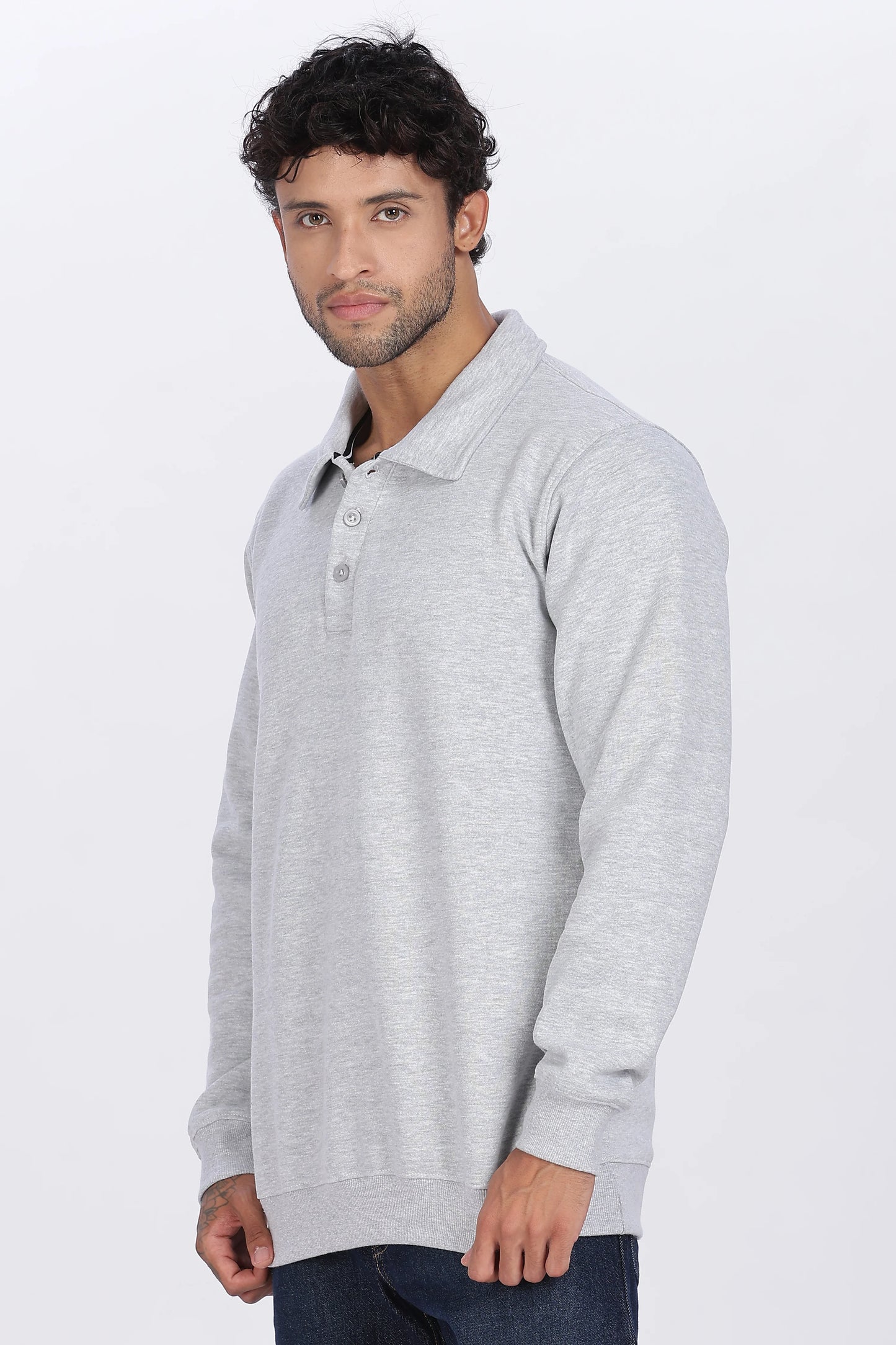 Grey Buttoned Sweatshirt Minimal Design & Everyday Comfort