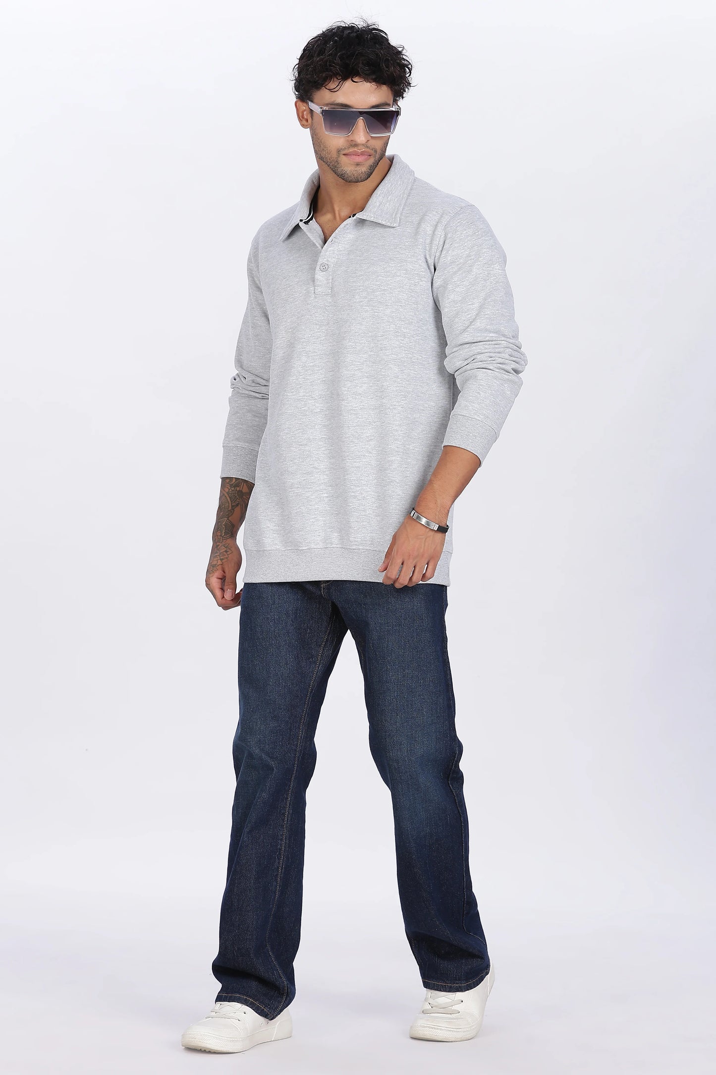 Grey Buttoned Sweatshirt Minimal Design & Everyday Comfort