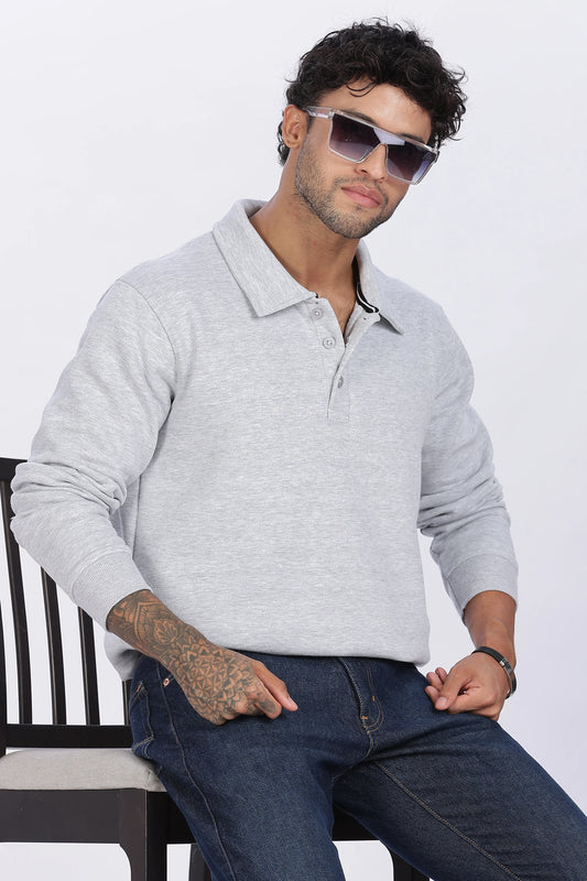 Grey Buttoned Sweatshirt Minimal Design & Everyday Comfort