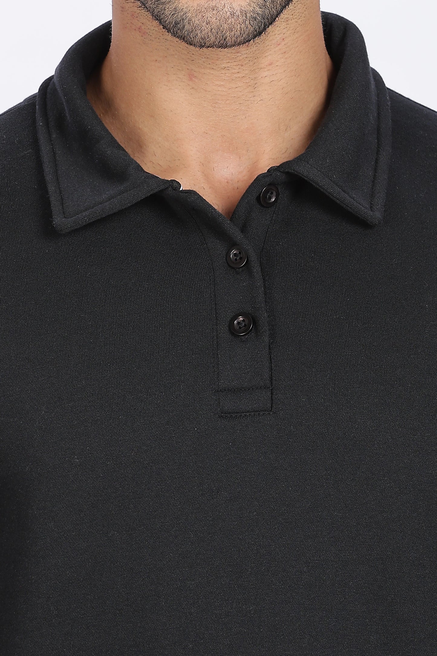 Black Button-Up Sweatshirt Minimal & Comfortable Essential
