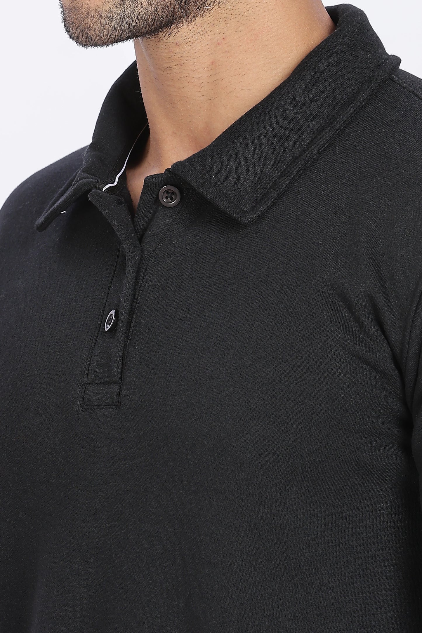 Black Button-Up Sweatshirt Minimal & Comfortable Essential