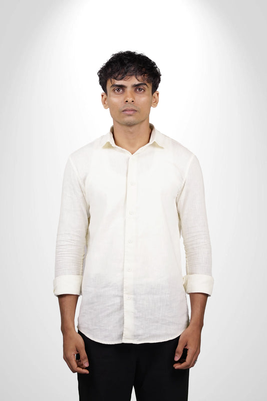 Cream Linen Shirt 100% Natural Linen, Minimal & Breathable