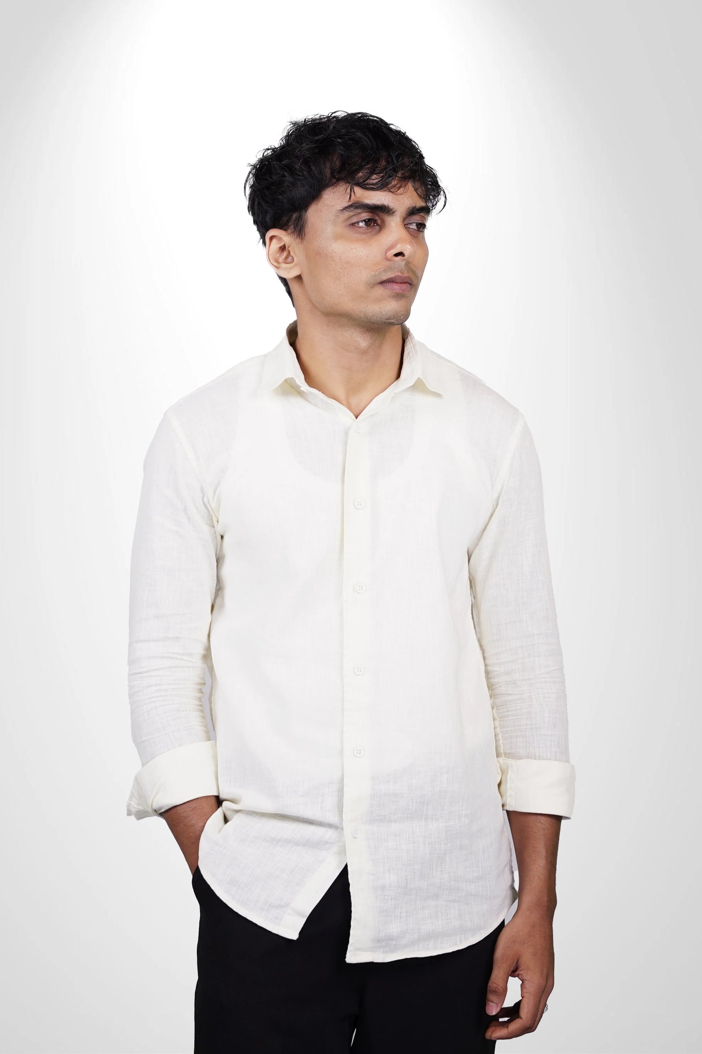 Cream Linen Shirt 100% Natural Linen, Minimal & Breathable