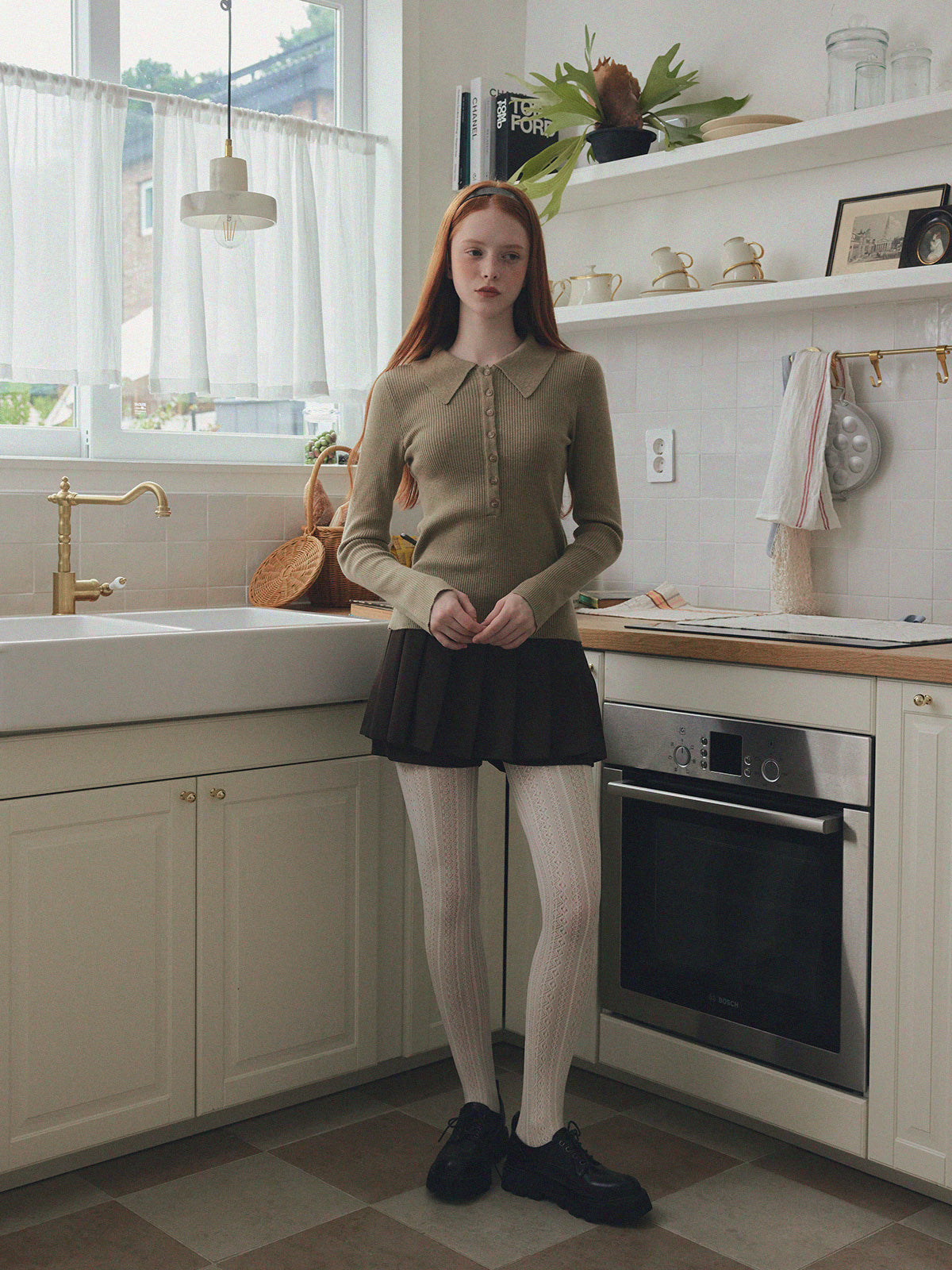 Larkin Long Sleeve Knit with Button-Up Collar