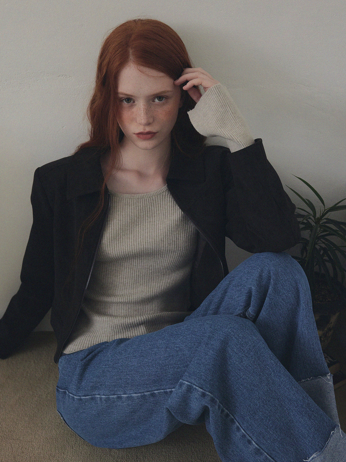 Puo Rolled-Up Wide Leg Denim Jeans