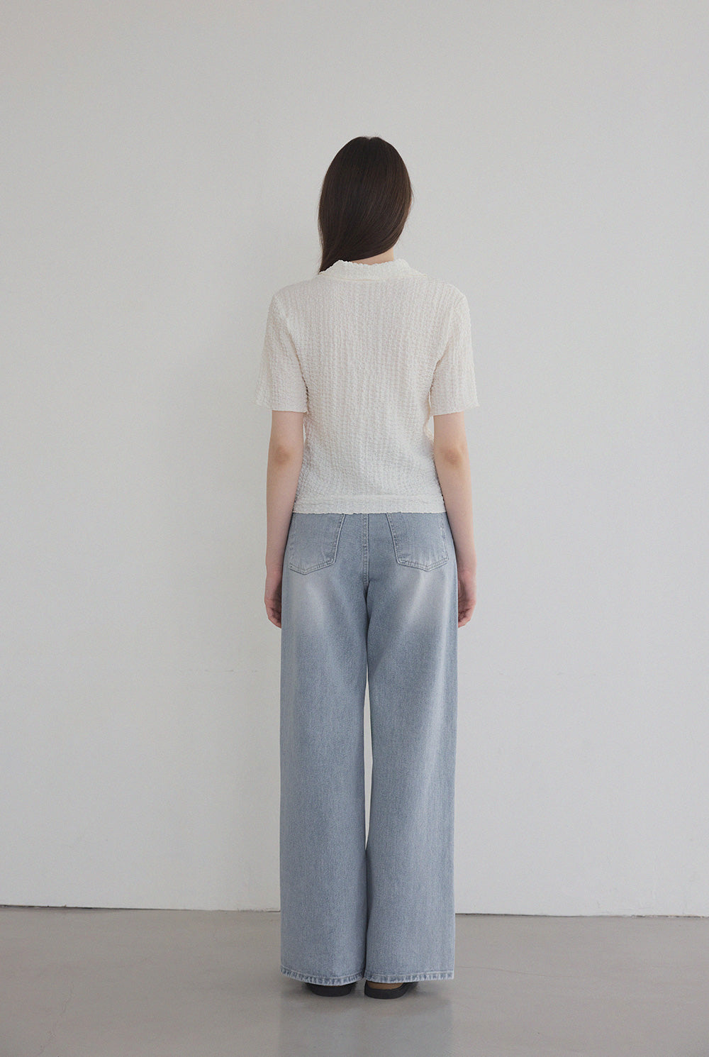 Casual Baggy Embossed Collar T-Shirt