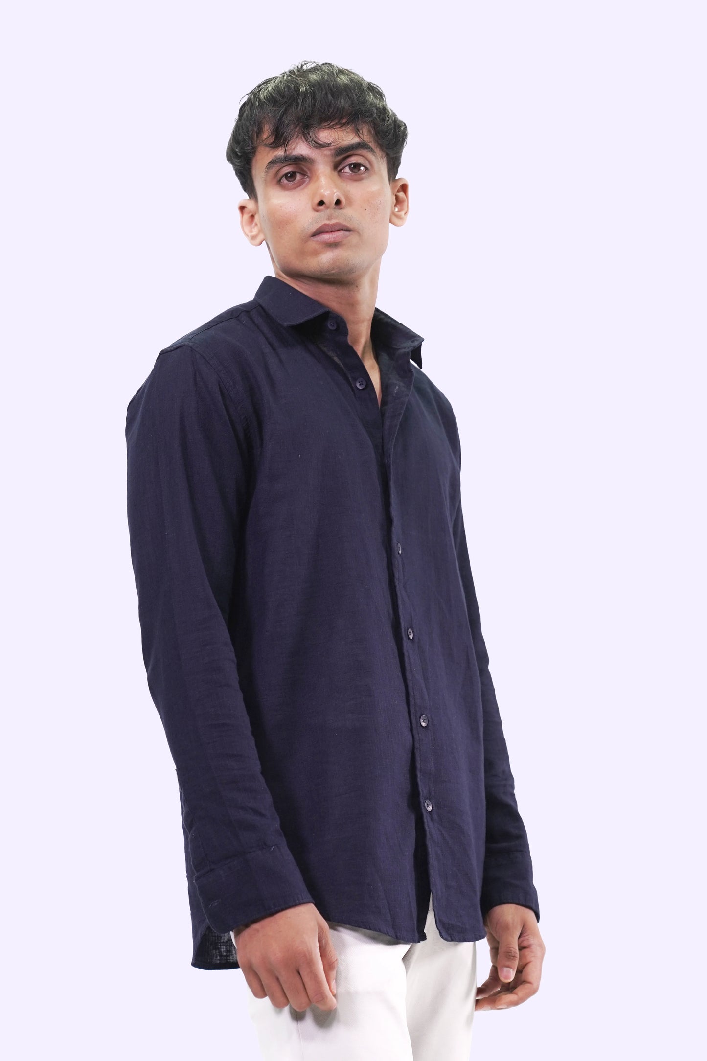 Classic Navy Linen Shirt 100% Pure Linen, Timeless Style
