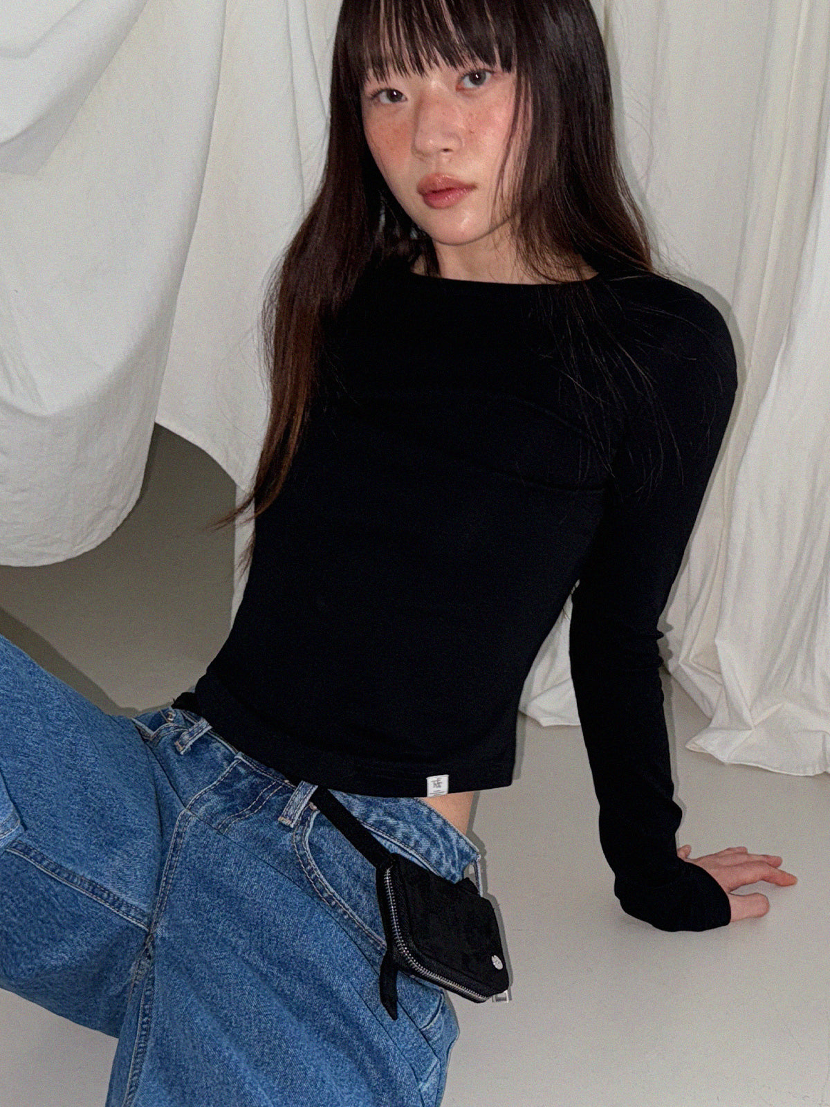 Steel Color Long Sleeve Round Neck Tee