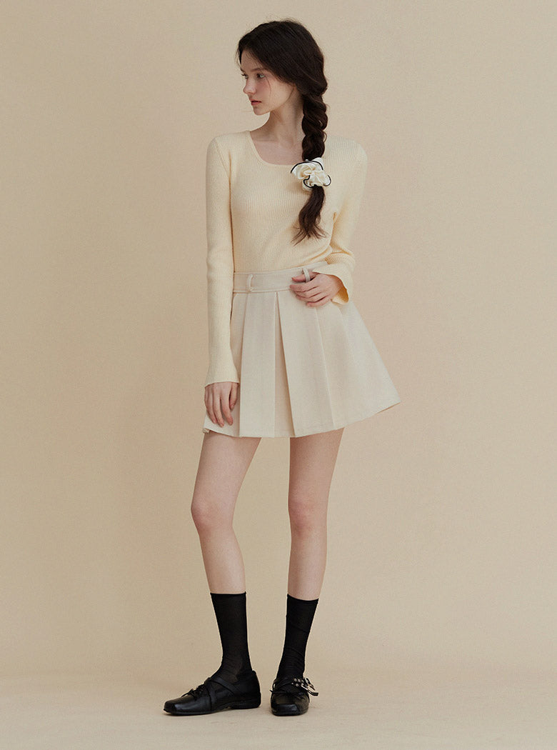 Wool V-Neck Symbol Knit Yellow