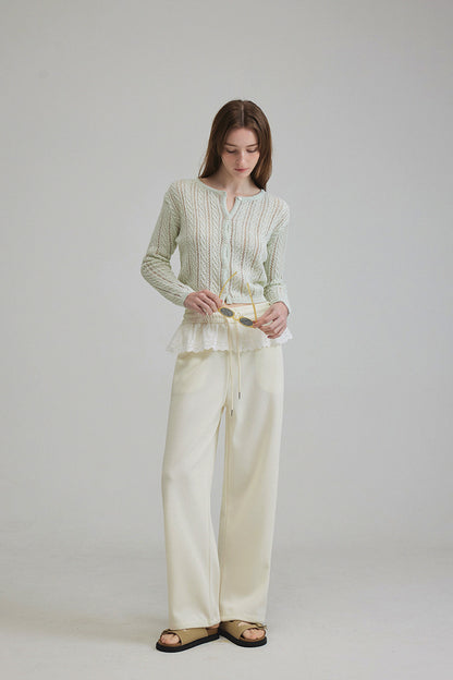 Elfo Lace Color Block Wide-Leg Pants