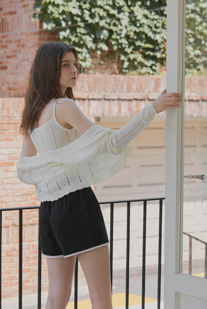 Zden Knit Tank & Cardigan Set ivory
