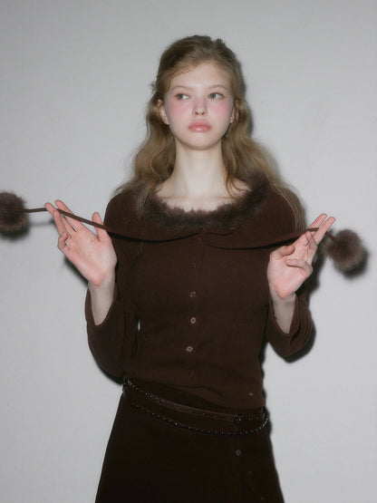 Vinz Fur Pom Long-Sleeve Tee