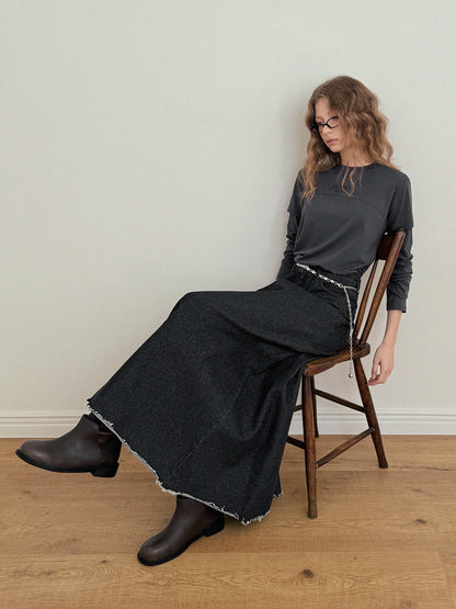 Neville Denim Maxi Long Skirt
