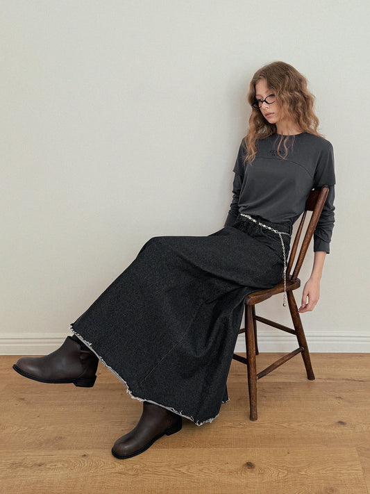Neville Denim Maxi Long Skirt