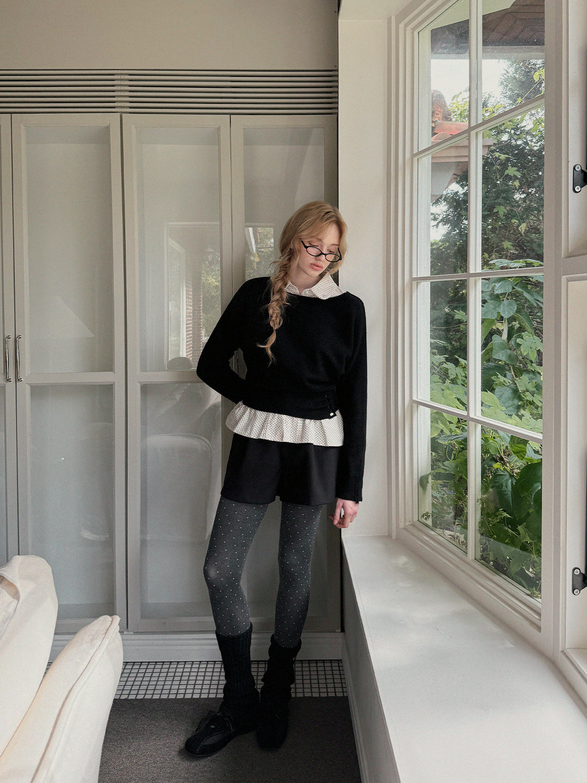 Itco Boatneck Waist Button Knit Top