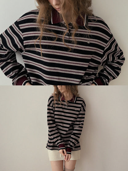 تي شيرت جولين رجبي بأكمام طويلة وياقة