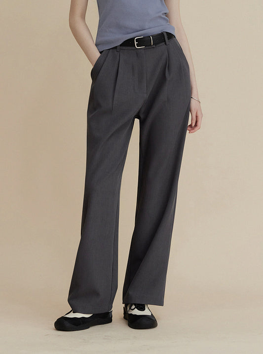 Grey Shamon Toppintuck Relaxed Fit Slacks