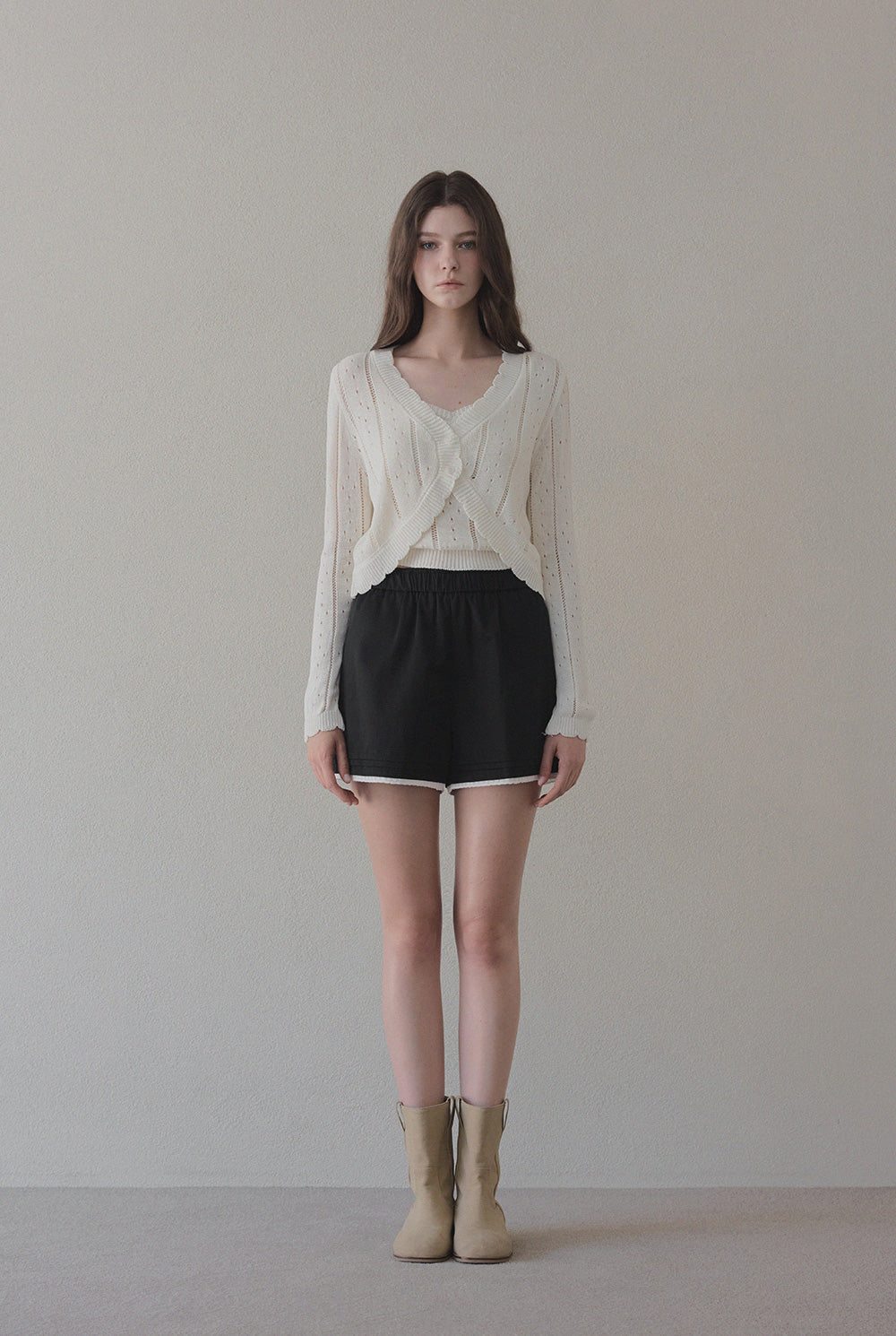 Zden Knit Tank & Cardigan Set ivory