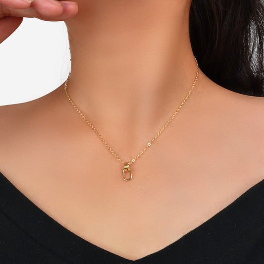 Dainty Delicate Gold Chain Geometric Elliptical Necklace Party Jewellery Collar-0