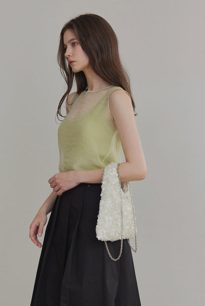 Sia Ribbed Knit Sleeveless Tee Fresh Green