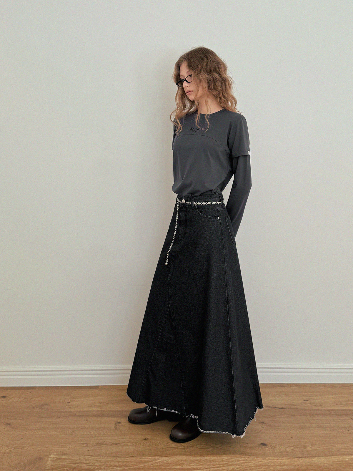 Neville Denim Maxi Long Skirt