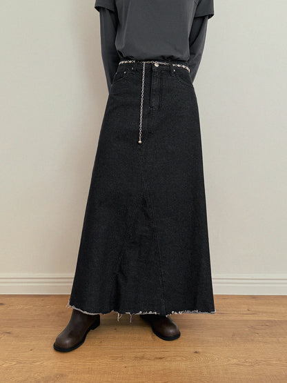 Neville Denim Maxi Long Skirt