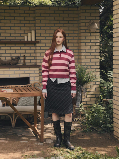 Bennu Check Chiffon Midi Skirt