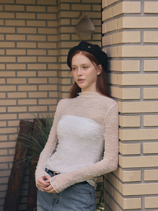 Wooden Sheer Wrinkle Long-Sleeve T-Shirt