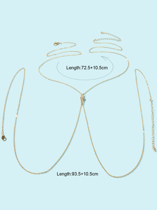 Sexy Thin Bra Gold Silver Crossover Body Chain Bikini Harness Beach Body Jewelry-1