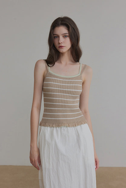 Zudel Striped Knit Sleeveless Top