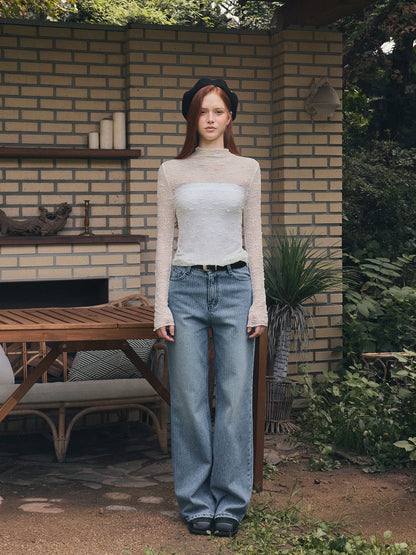 Wooden Sheer Wrinkle Long-Sleeve T-Shirt