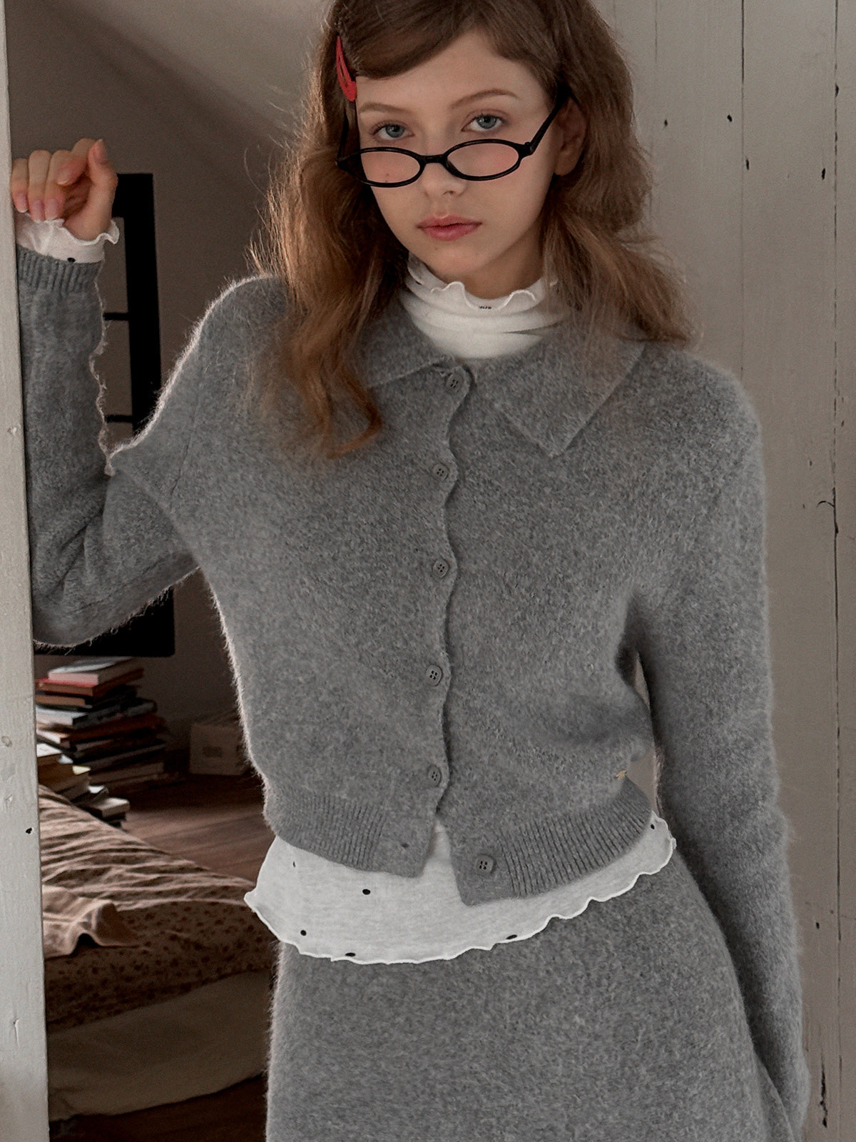 Enz Hair Knit Banding Mini Skirt